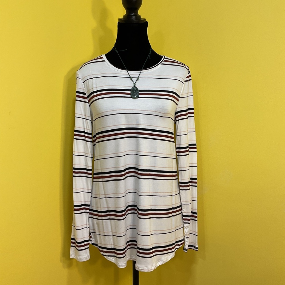 NWOT Apt. 9 Striped Long-Sleeved Crew Neck T- Shirt Size Small